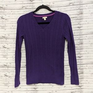 Sonoma womens sz:XS Purple Cableknit sweater Vneck